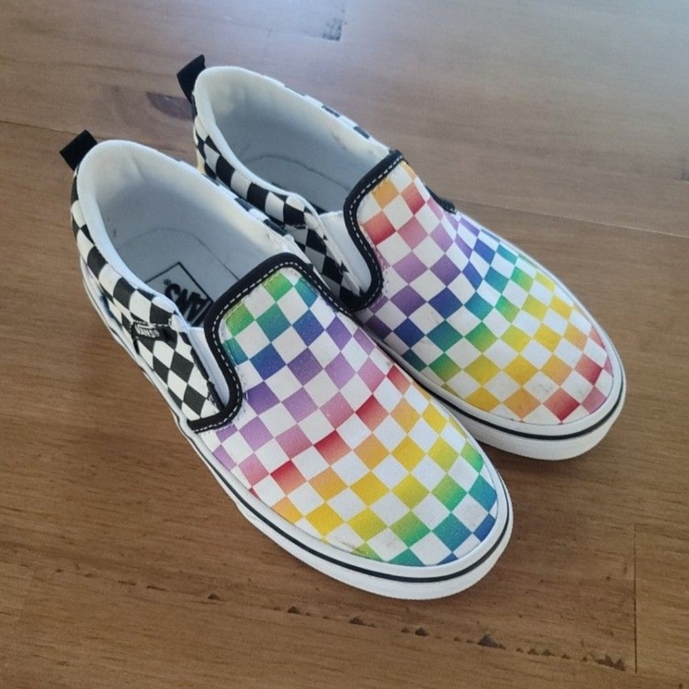 Rainbow checkered Vans